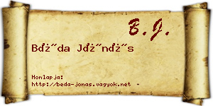 Béda Jónás névjegykártya